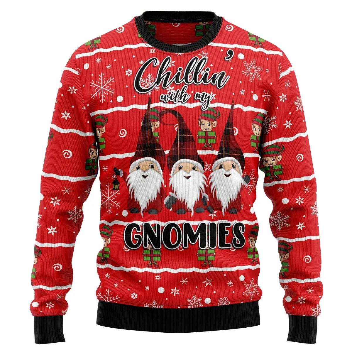 Chillin With My Gnomies Ugly Christmas Sweater Cute Christmas Outfits Gifts For Santa Lovers