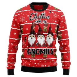 Chillin With My Gnomies Ugly Christmas Sweater Cute Christmas Outfits Gifts For Santa Lovers