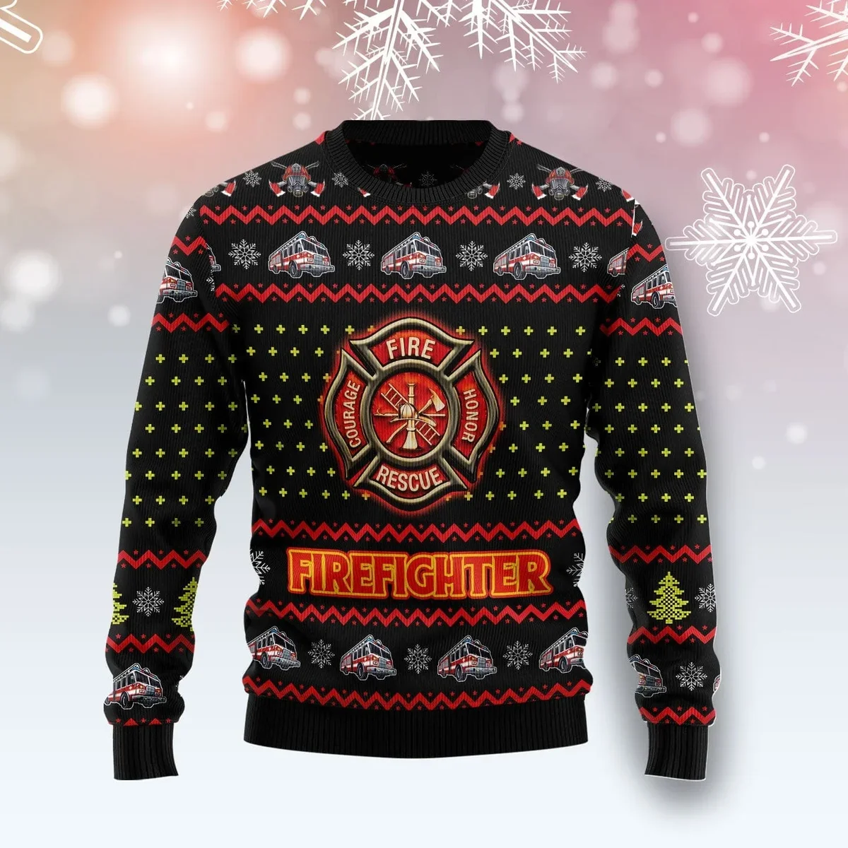 Firefighter Ugly Christmas Sweater Christmas Day Outfit Xmas Gifts For Firefighter