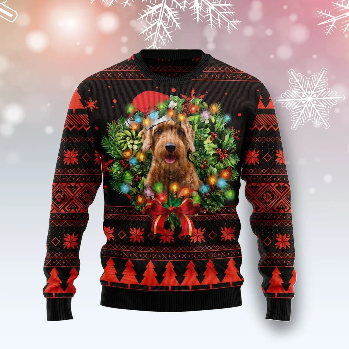 Cute Goldendoodle Ugly Christmas Sweater Cold Weather Clothes Gifts For Dog Lovers