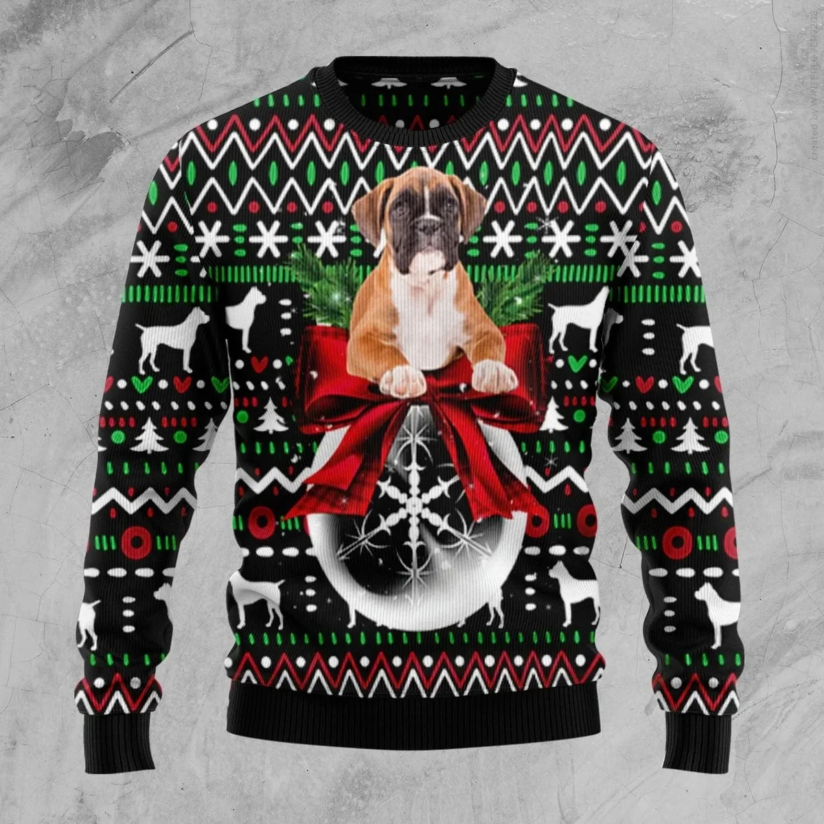 Boxer Xmas Ball Ugly Christmas Sweater Xmas Party Clothes Gifts For Dog Lovers