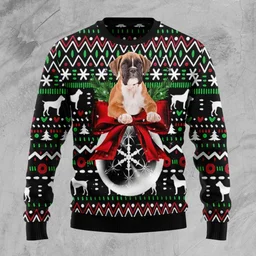 Boxer Xmas Ball Ugly Christmas Sweater Xmas Party Clothes Gifts For Dog Lovers
