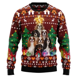 Cavalier King Charles Spaniel Pine Tree Ugly Christmas Sweater Christmas Vacation Clothing