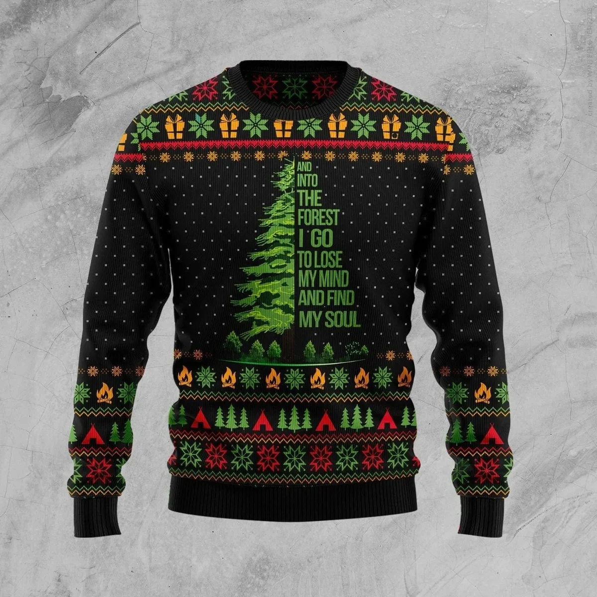 Into the Forest I Go Camping Ugly Xmas Sweater Cold Weather Clothes Gifts For Forest Lovers