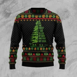 Into the Forest I Go Camping Ugly Xmas Sweater Cold Weather Clothes Gifts For Forest Lovers