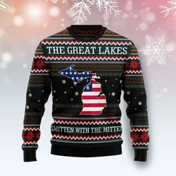 Michigan Smitten With The Mitten Ugly Christmas Sweater Clothes For Christmas Gifts For Him