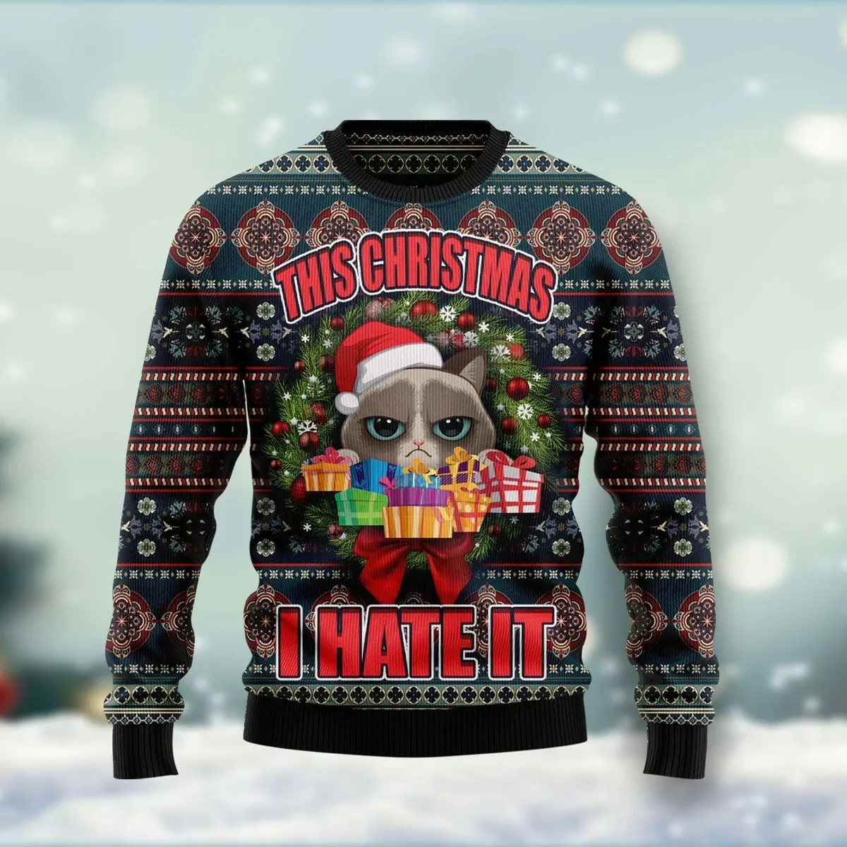 Grumpy Cat This Christmas I Hate It Ugly Christmas Sweater Xmas Outfit Gifts For Cat Lovers