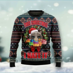Grumpy Cat This Christmas I Hate It Ugly Christmas Sweater Xmas Outfit Gifts For Cat Lovers