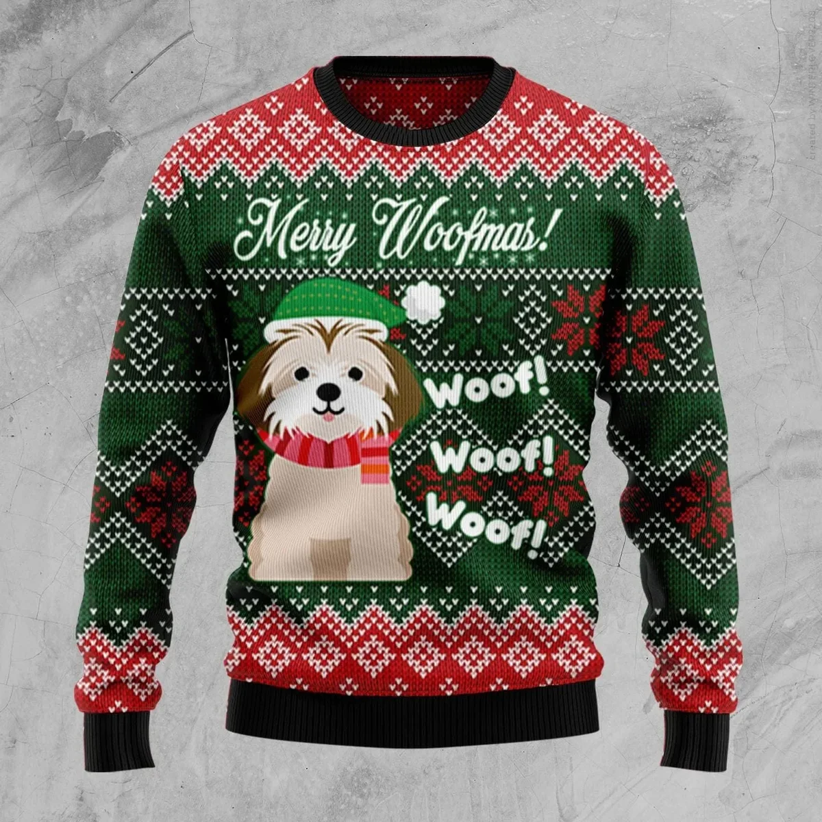 Shih Tzu Woofmas Ugly Christmas Sweater Xmas Party Outfit Gifts For Dog Lovers