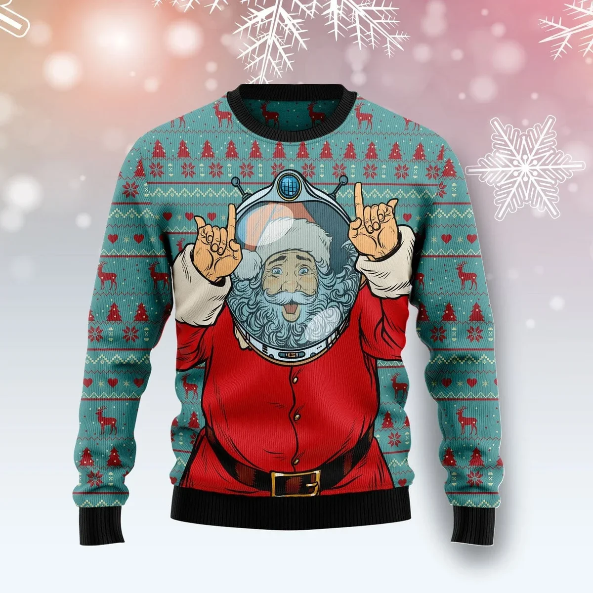 Santa Claus Astronaut Ugly Christmas Sweater Funny Holiday Sweater Xmas Gifts For Him