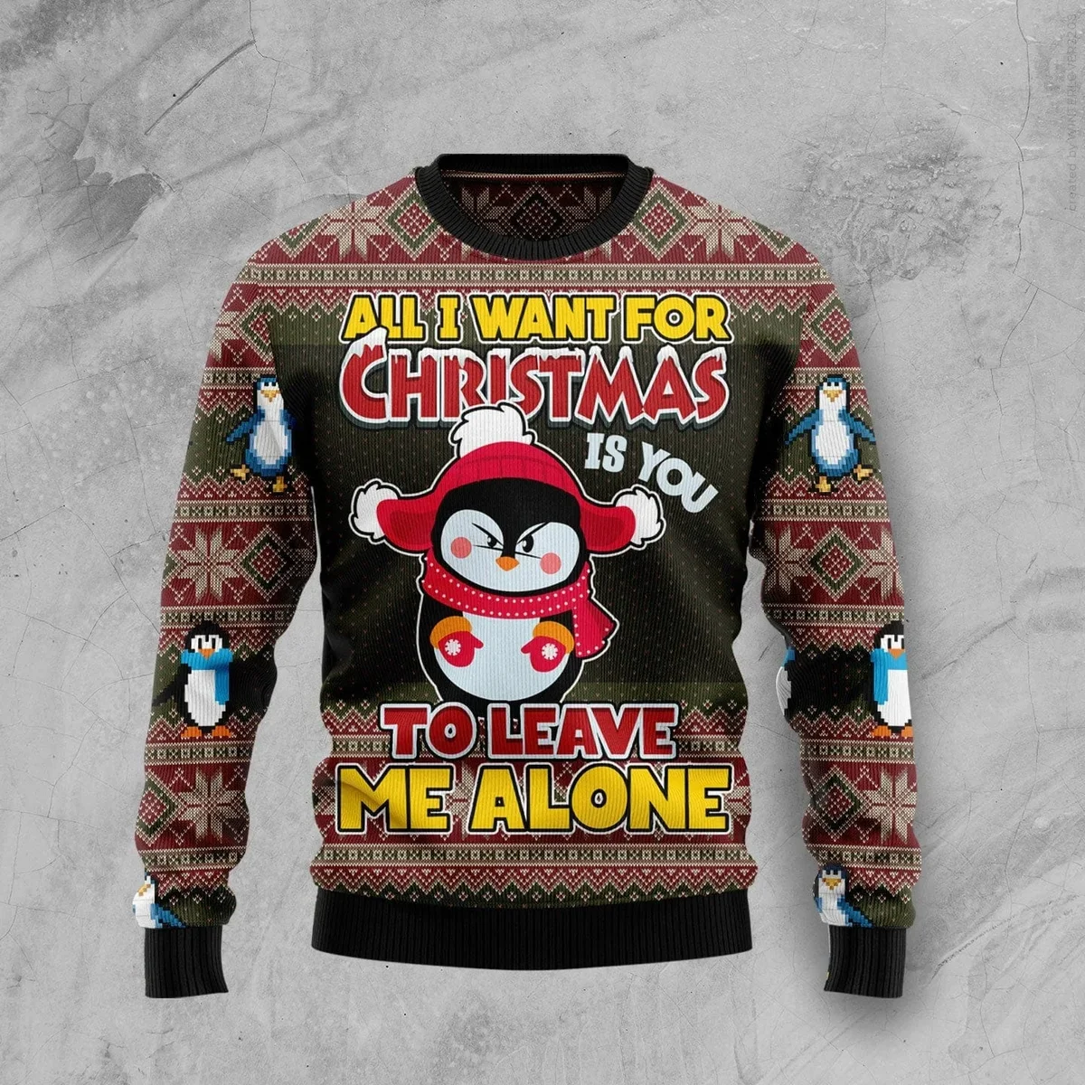 Penguin To Leave Me Alone Ugly Christmas Sweater Funny Xmas Sweater Gifts For Penguin Lovers