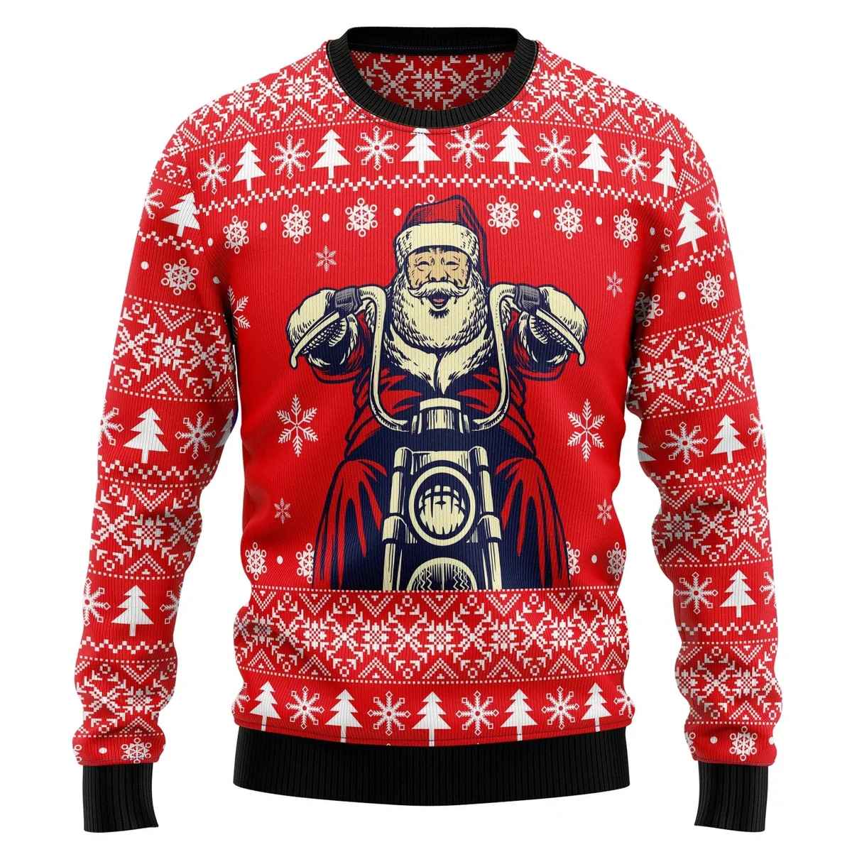 Santa Claus Ride A Motorcycle Ugly Christmas Sweater Xmas Clothes Gifts For Santa Lovers
