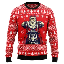 Santa Claus Ride A Motorcycle Ugly Christmas Sweater Xmas Clothes Gifts For Santa Lovers