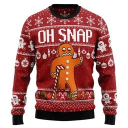 Oh Snap Gingerbread Man Ugly Christmas Sweater Funny Xmas Clothing Christmas Gifts