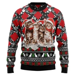 Kitten Santa Hat Ugly Christmas Sweater Xmas Party Clothes Christmas Gifts For Cat Lovers