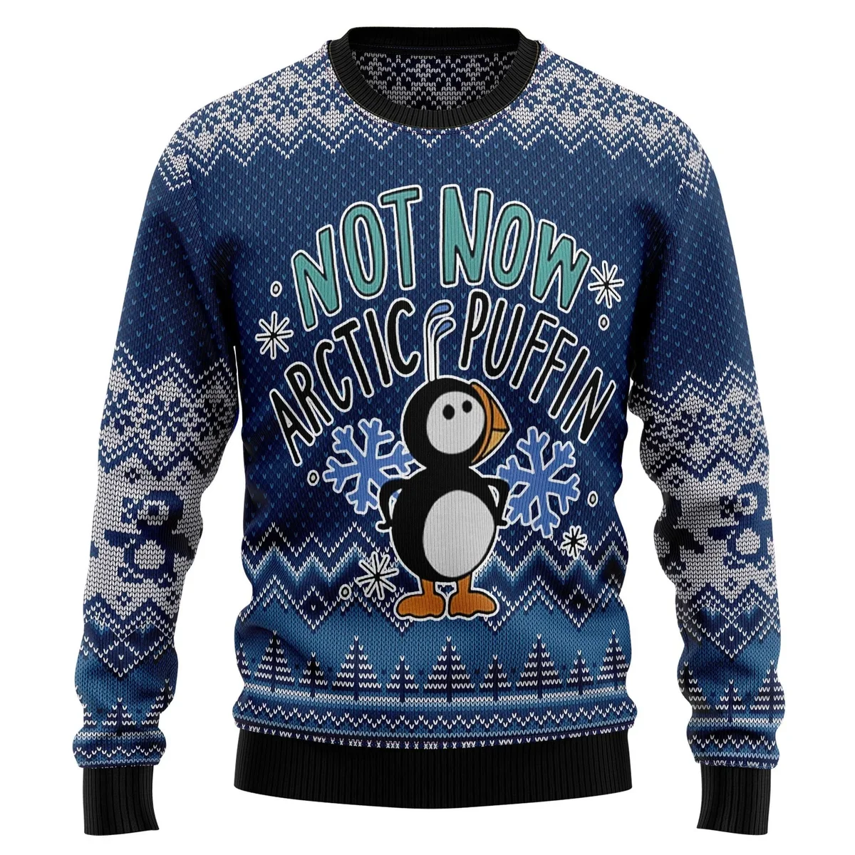 Penguin Not Now Arctic Puffin Ugly Christmas Sweater Xmas Party Outfits Penguin Lovers Gifts