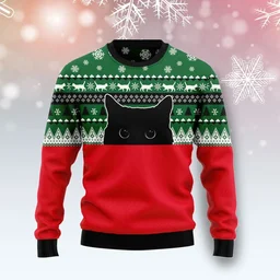 Meow Meow Black Cat Ugly Christmas Sweater Christmas Vacation Outfit Gifts For Cat Lovers