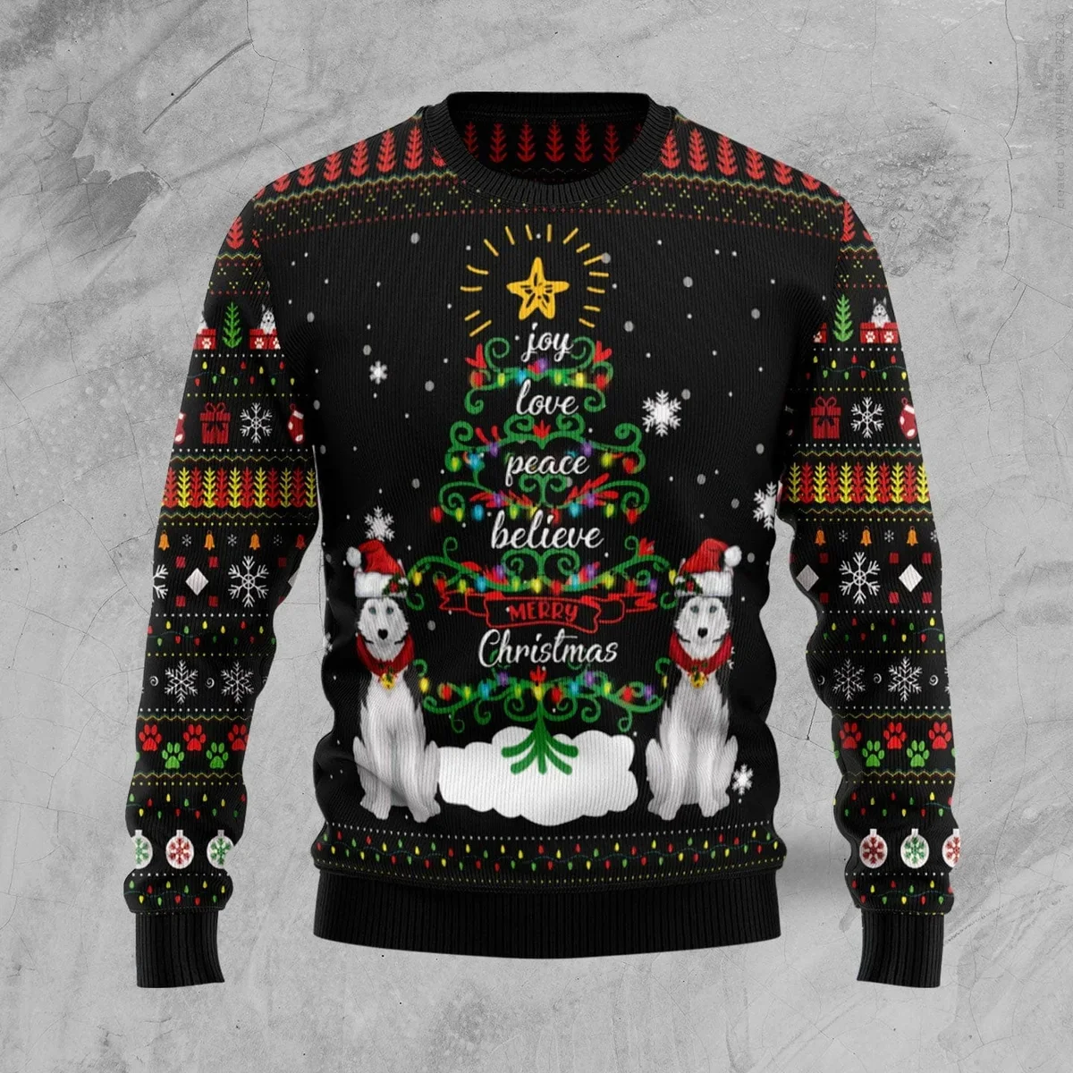 Siberian Husky Ugly Xmas Sweater Cold Weather Clothes Gifts For Dog Lovers