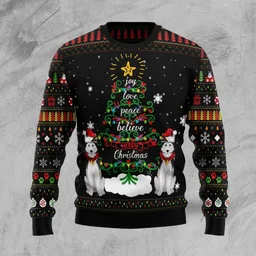 Siberian Husky Ugly Xmas Sweater Cold Weather Clothes Gifts For Dog Lovers