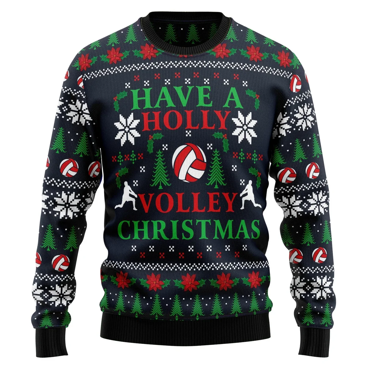 Holly Volley Volleyball Ugly Christmas Sweater Winter Apparel Xmas Gifts For Volleyball Lovers