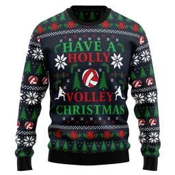 Holly Volley Volleyball Ugly Christmas Sweater Winter Apparel Xmas Gifts For Volleyball Lovers