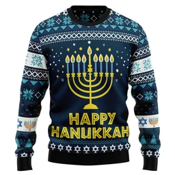 Happy Hanukkah Ugly Christmas Sweater Xmas Vacation Outfit Gifts For Him
