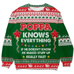 Poppa Knows Everything Ugly Christmas Sweater Festive Clothing Gifts For Friends