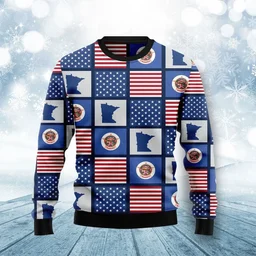Minnesota American Flag Ugly Christmas Sweater Festive Clothing Xmas Gifts For Dad