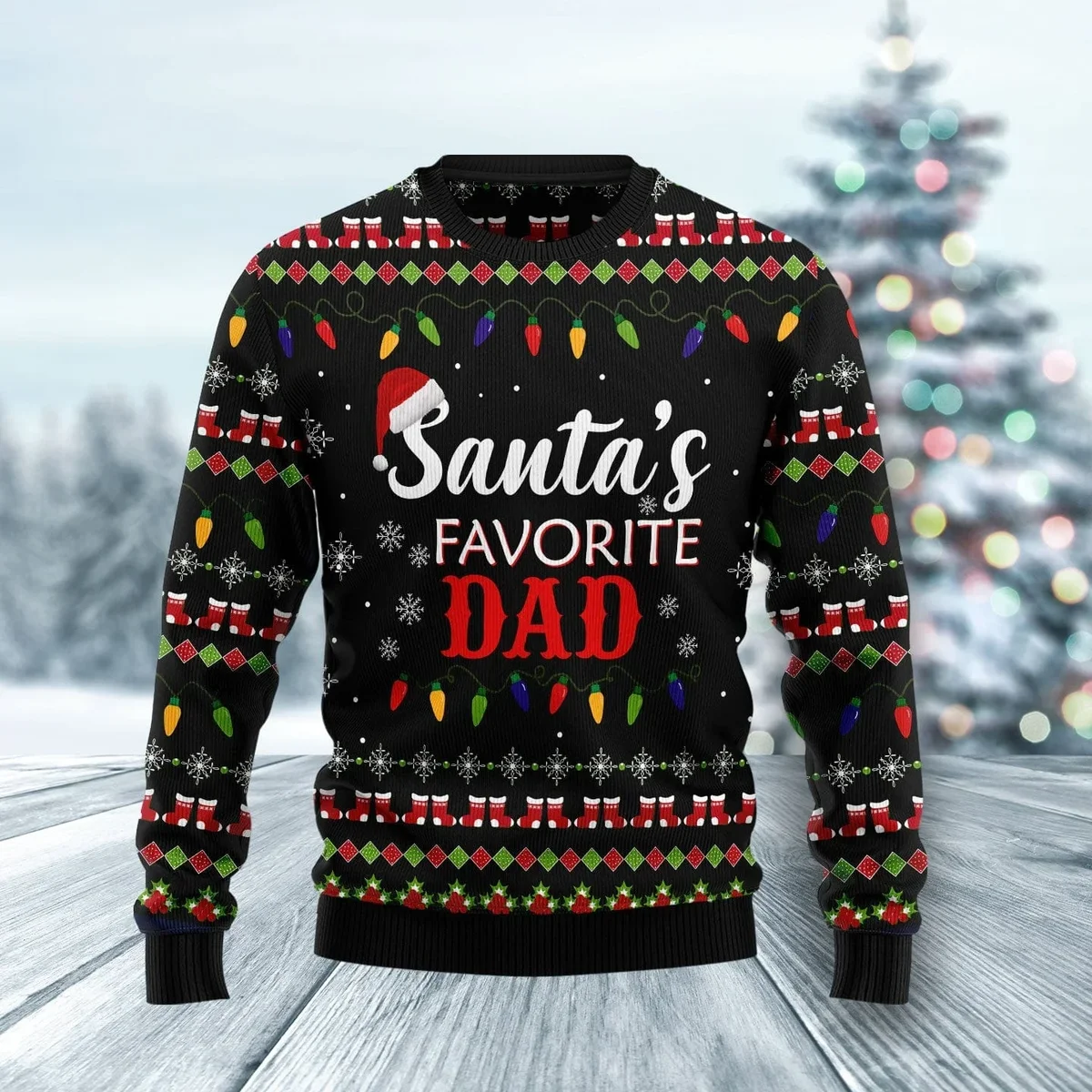 Santa Favorite Dad Ugly Christmas Sweater Cold Weather Clothes Gifts For Santa Lovers