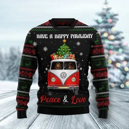 Newfoundland Dogs Peace And Love Ugly Christmas Sweater Winter Apparel Gifts For Xmas