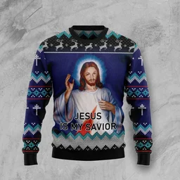 Jesus Is My Savior Ugly Christmas Sweater Christmas Vacation Clothing Gifts For Christians