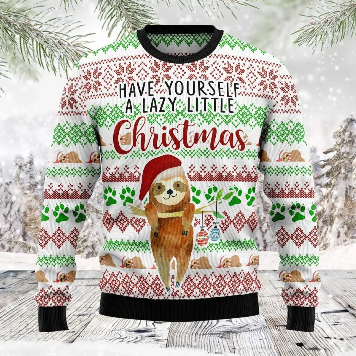 Have Yourself A Lazy Christmas Sloth Ugly Christmas Sweater Festive Clothing Gifts For Sloth Lovers