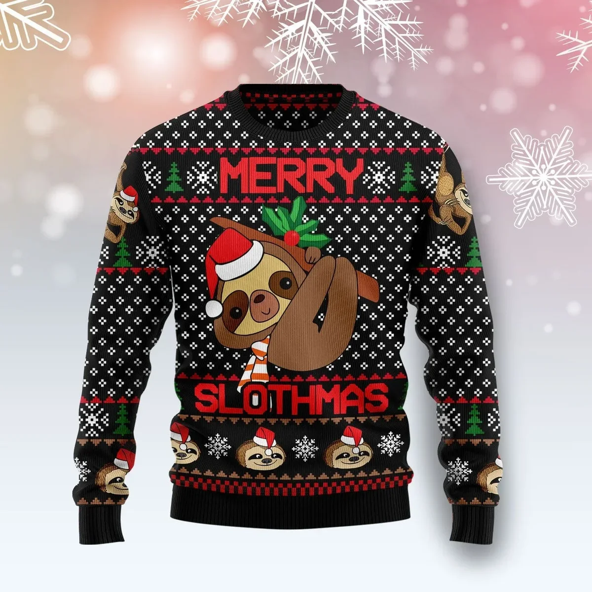 Merry Slothmas Ugly Christmas Sweater Xmas Party Outfit Gifts For Slothmas Lovers