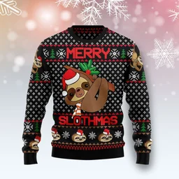 Merry Slothmas Ugly Christmas Sweater Xmas Party Outfit Gifts For Slothmas Lovers