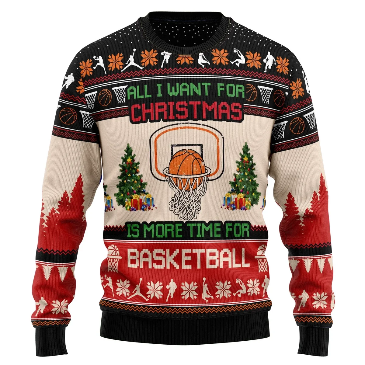 More Time For Basketball Ugly Christmas Sweater Funny Xmas Sweater Gifts For Basketball Lovers