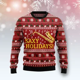 Saxy Holidays Saxophone Ugly Christmas Sweater Xmas Party Outfits Gifts For Christmas