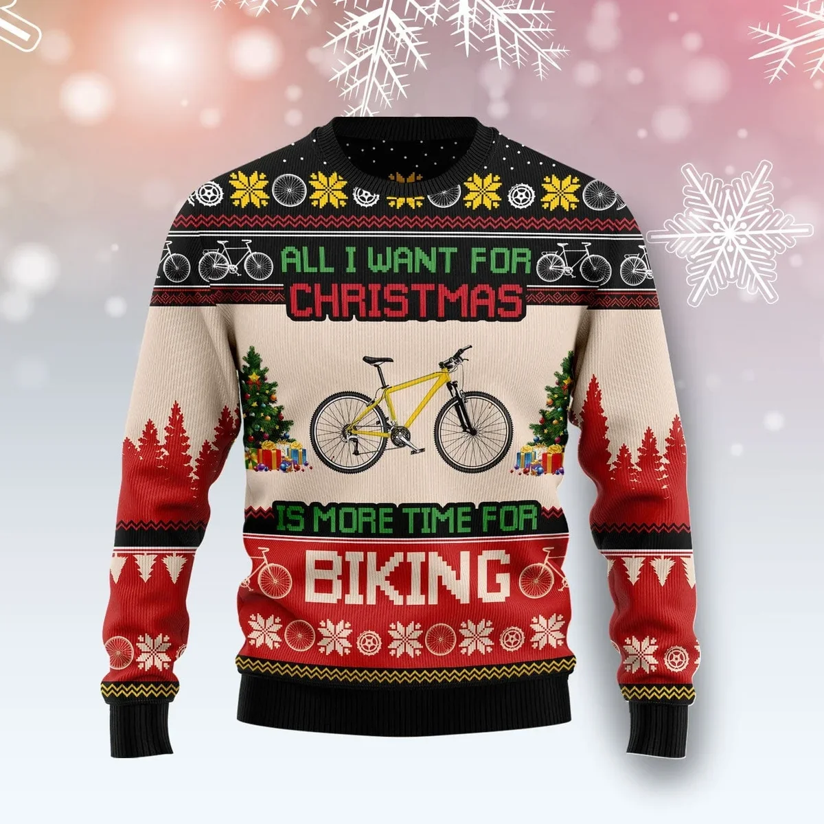 More Time For Biking Ugly Christmas Sweater Winter Clothing Gifts For Biking Lovers