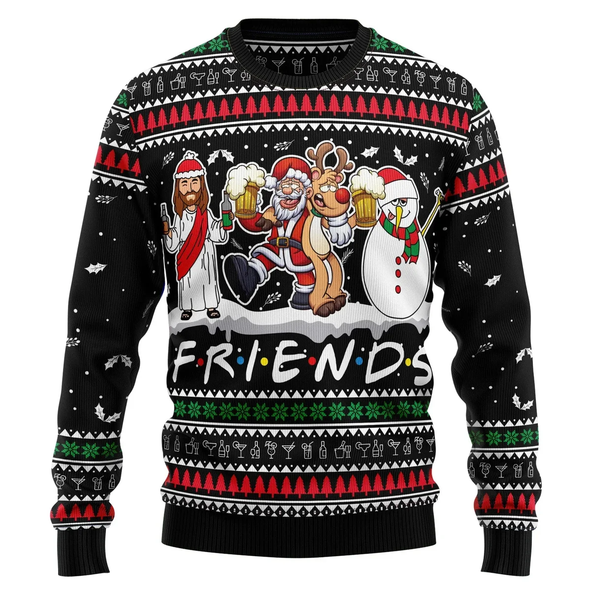 Santa Claus Jesus Friends Ugly Xmas Sweater Xmas Party Clothes Gifts For Santa Lovers