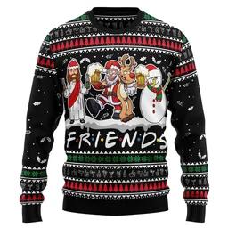 Santa Claus Jesus Friends Ugly Xmas Sweater Xmas Party Clothes Gifts For Santa Lovers