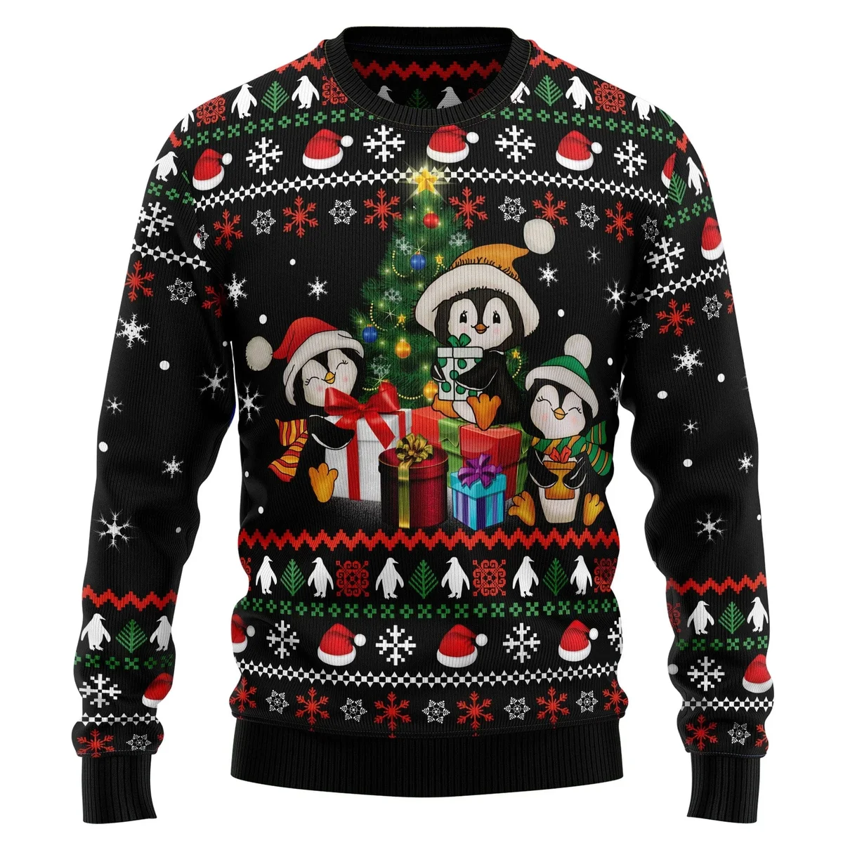 Penguin Christmas Tree Ugly Christmas Sweater Xmas Party Outfits Gifts For Penguin Lovers