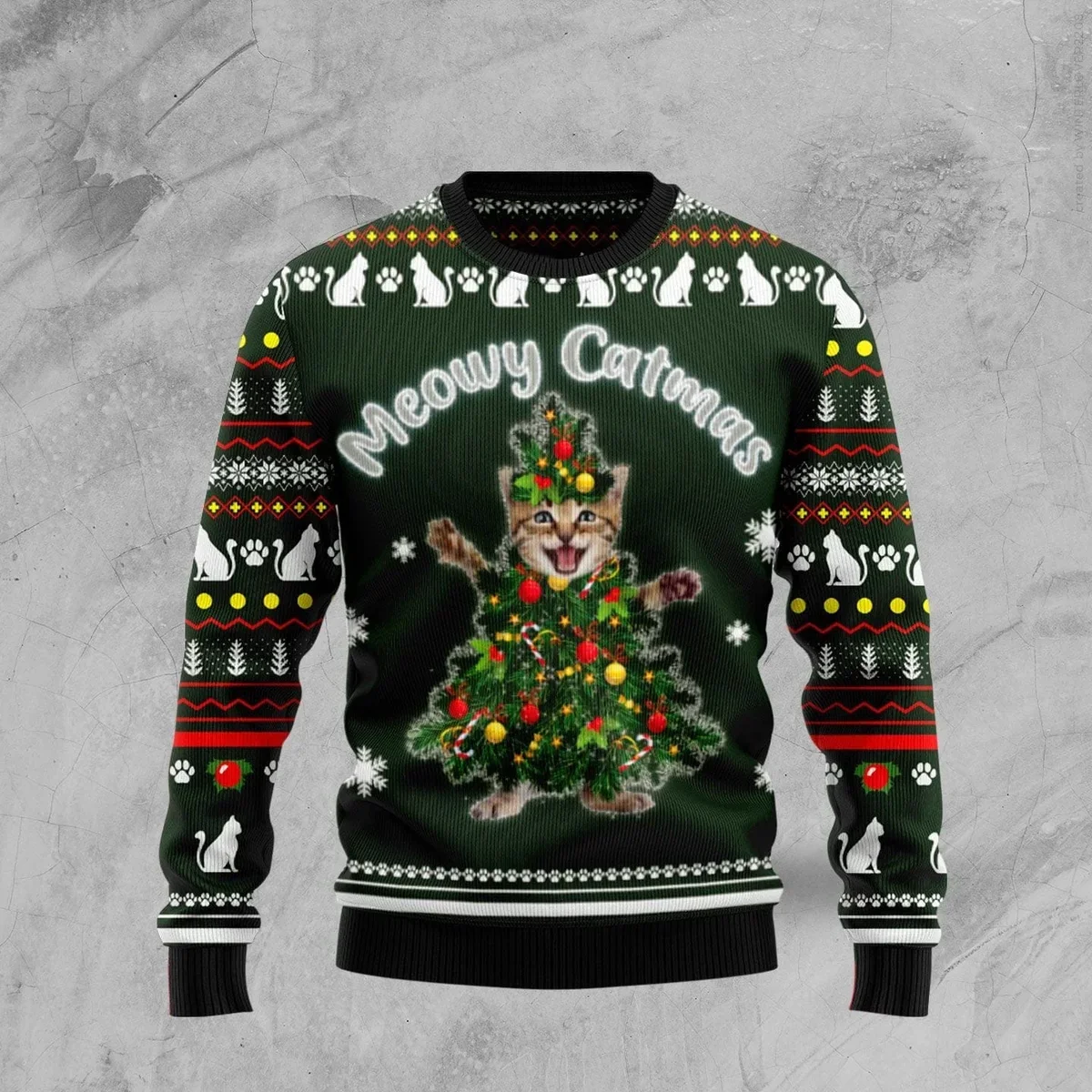 Meowy Catmas Ugly Christmas Sweater Christmas Vacation Outfit Gifts For Cat Lovers