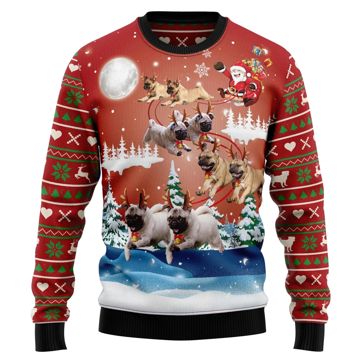 Pug Reindeer Ugly Christmas Sweater Cute Christmas Outfits Xmas Gifts For Pug Lovers