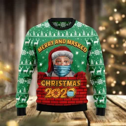 Merry And Masked Ugly Christmas Sweater Funny Xmas Sweater Xmas Gifts For Brother