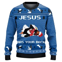 Jesus Has Your Back Ugly Christmas Sweater Clothes To Get For Xmas Gifts For Christian