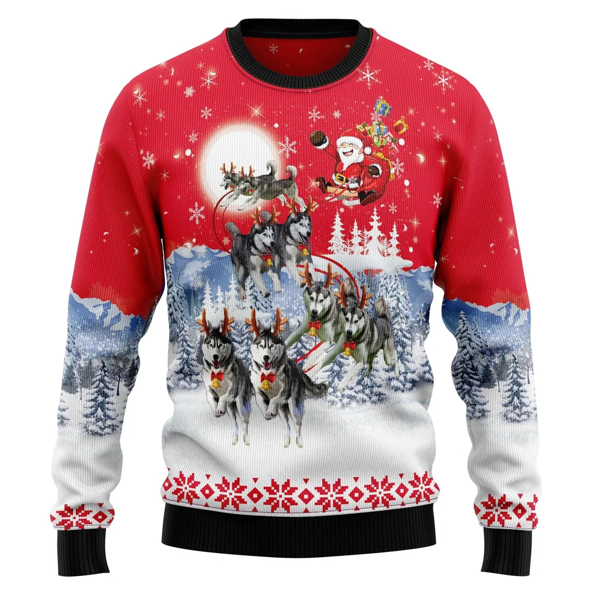 Siberian Husky Santa Claus Ugly Christmas Sweater Xmas Outfits Xmas Gifts For Husky Lovers