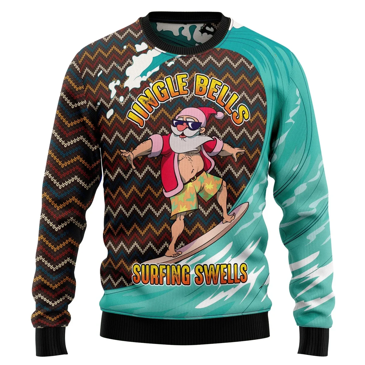 Jingle Bells Surfing Swells Ugly Christmas Sweater Funny Xmas Clothing Christmas Gifts