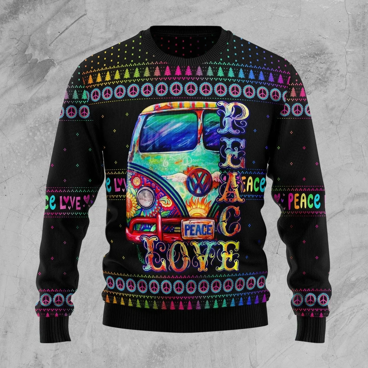 Hippie Peace Love Ugly Christmas Sweater Christmas Vacation Apparel Xmas Gifts