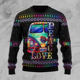 Hippie Peace Love Ugly Christmas Sweater Christmas Vacation Apparel Xmas Gifts