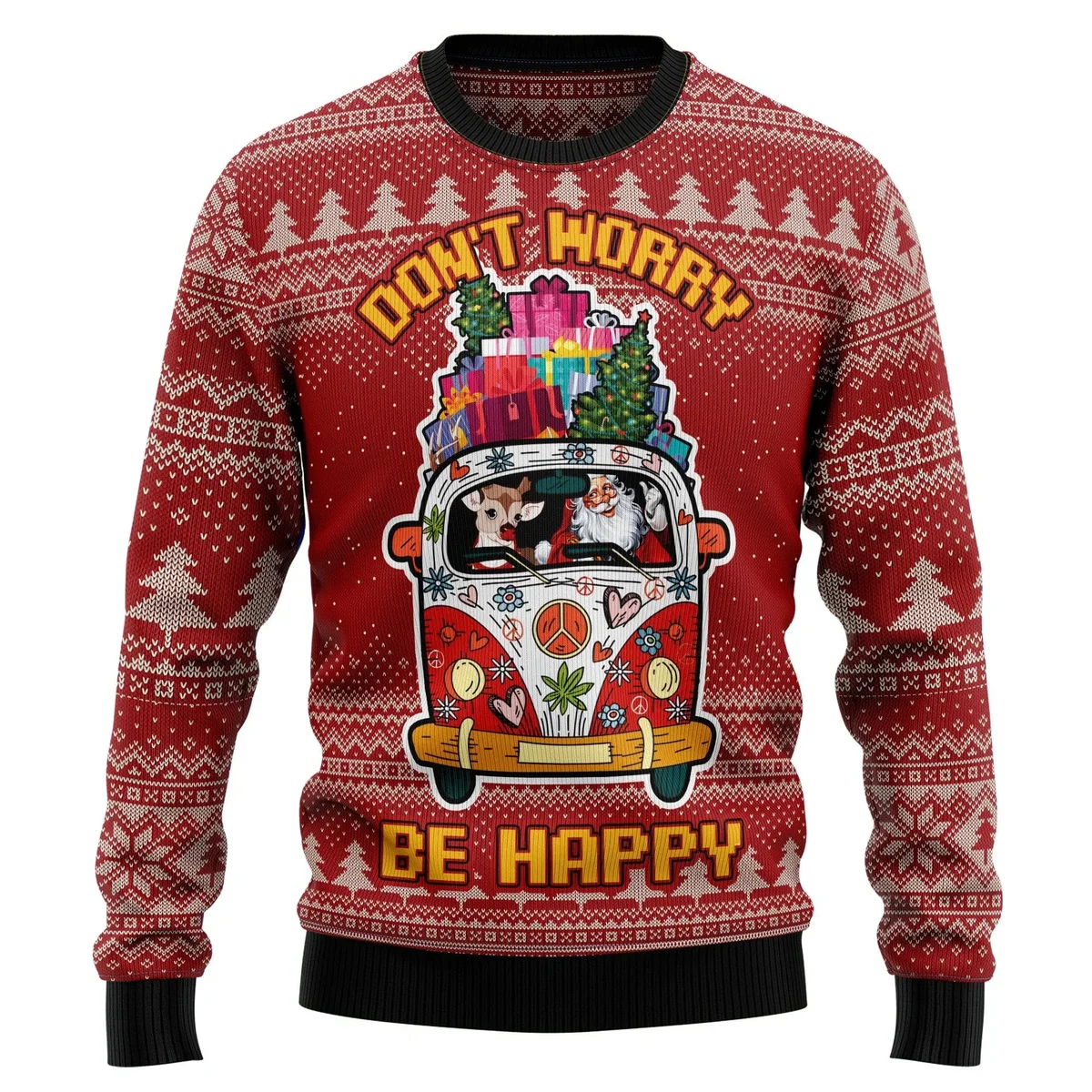 Hippie Car Ugly Christmas Sweater Cute Christmas Outfits Gifts For Car Lovers