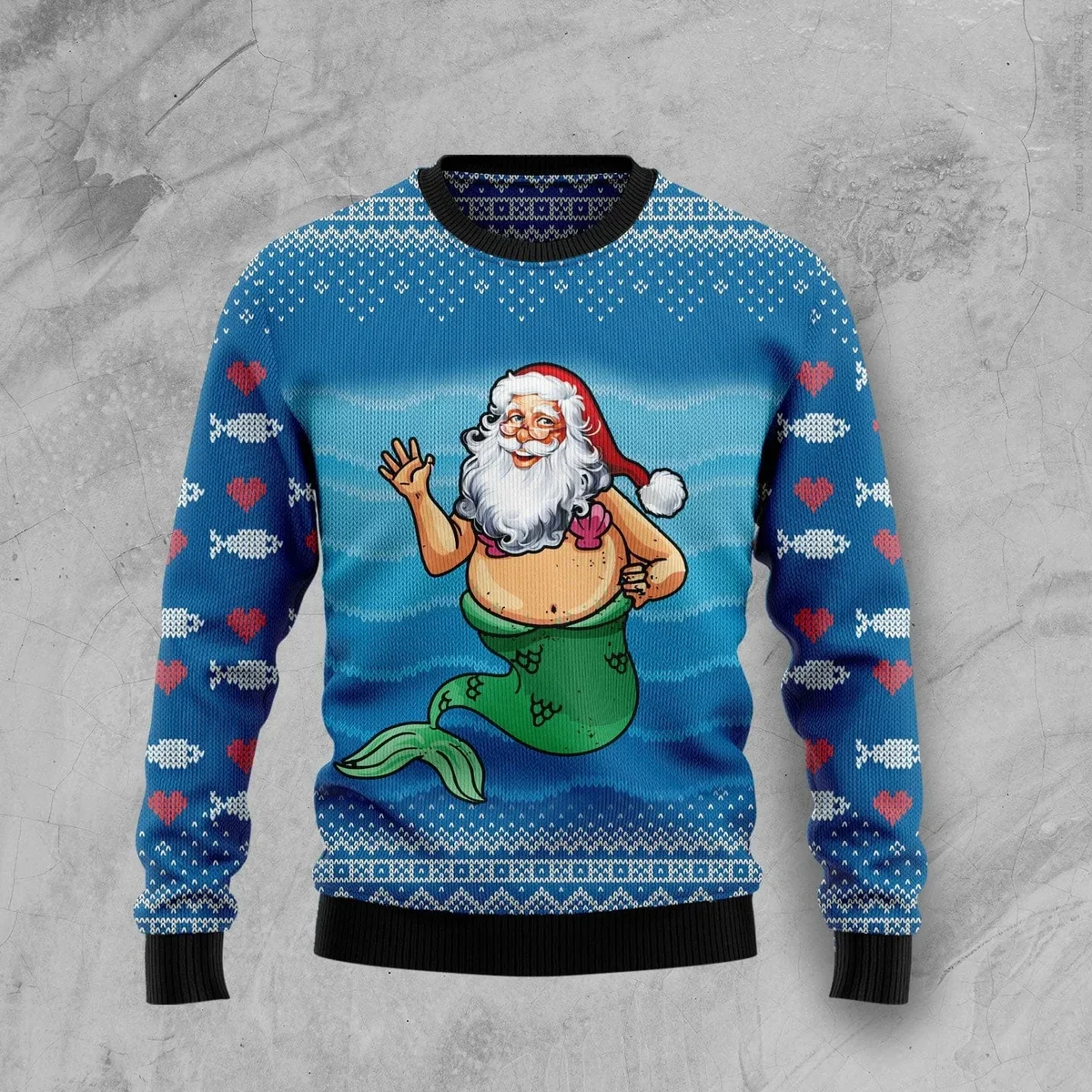 Santa Claus Mermaid Ugly Xmas Sweater Cold Weather Clothes Gifts For Santa Lovers